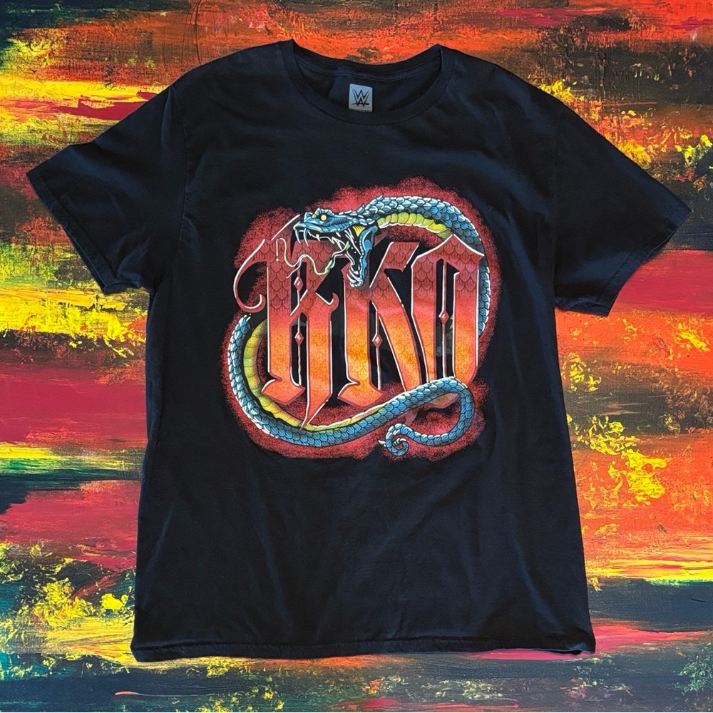 WWE Authentic Black Tee with Red Graphic